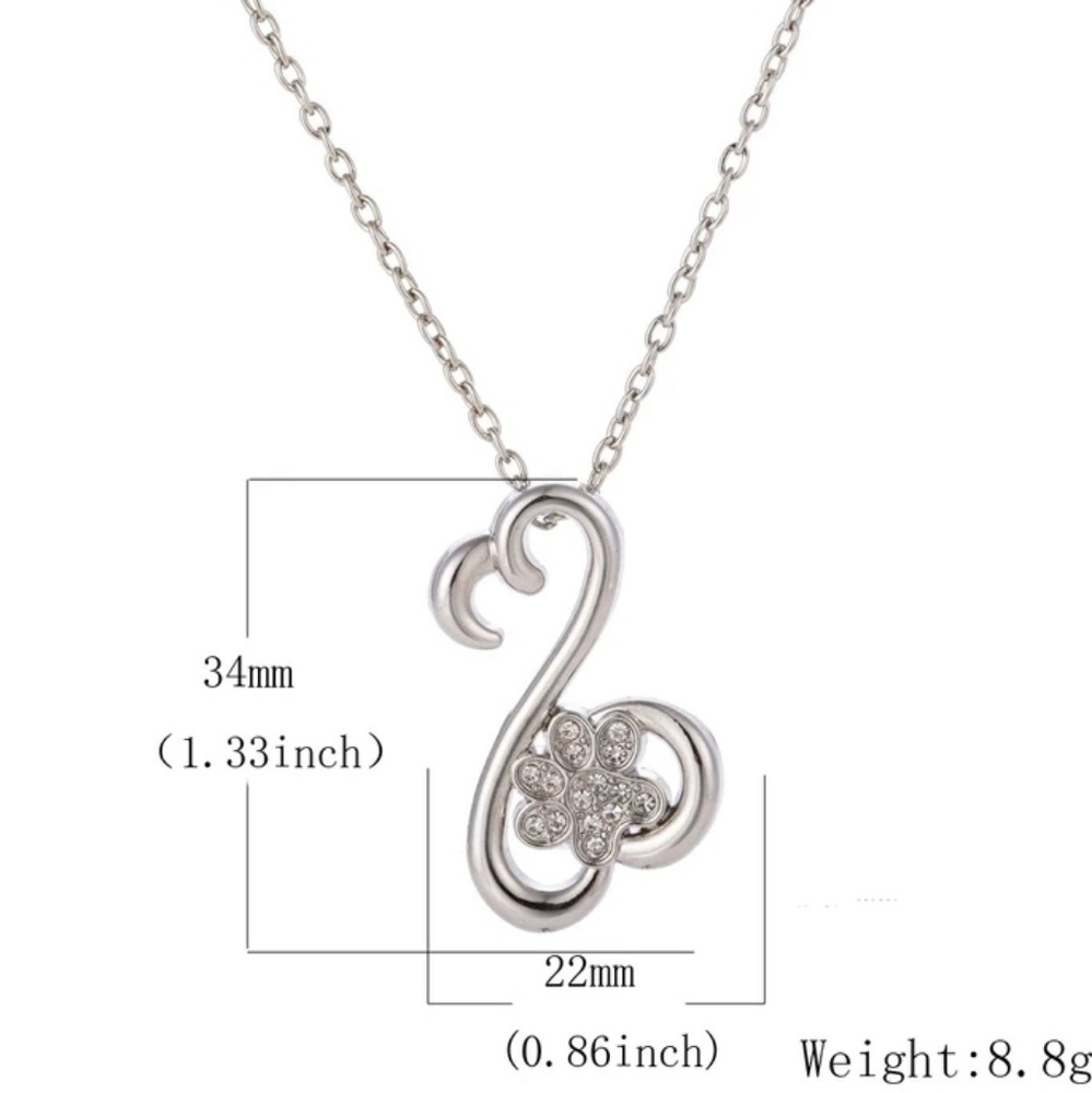 Infinity Heart Dog Paw Pendant Necklace Silver - Picture 4 of 6